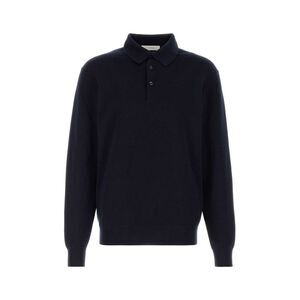 Umit Benan Men Midnight Blue Cashmere Blend Polo Shirt